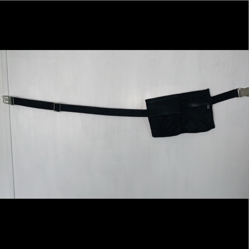 Gucci monogram belt crossbody bag black